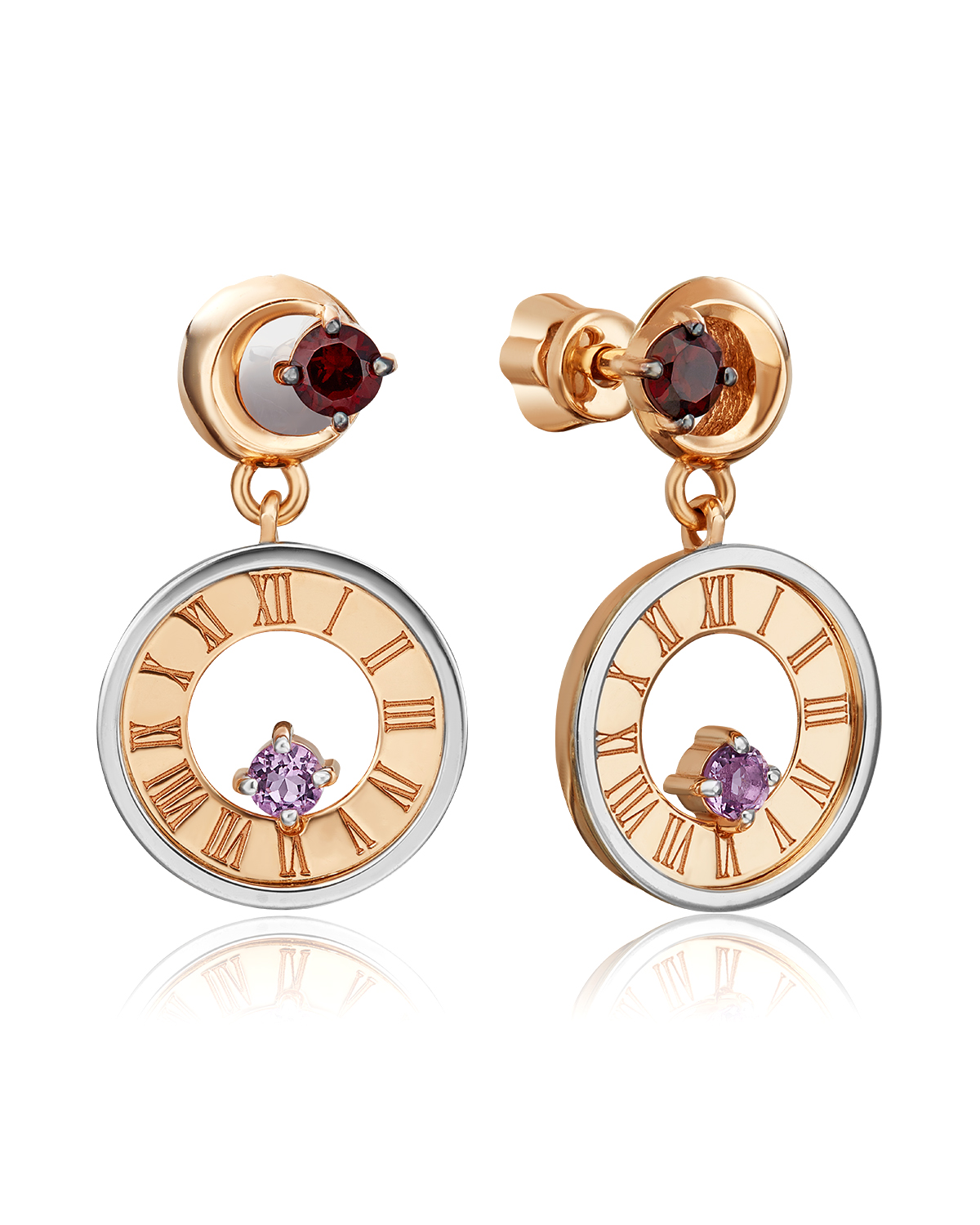 

Серьги подвески из красного золота/белого золота PLATINA jewelry 02-4758-00, аметист, 02-4758-00