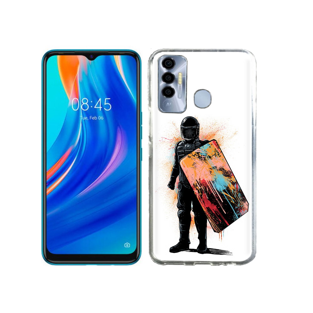 

Чехол MyPads Tocco для Tecno Spark 7P солдат с красочным щитом, Прозрачный, Tocco