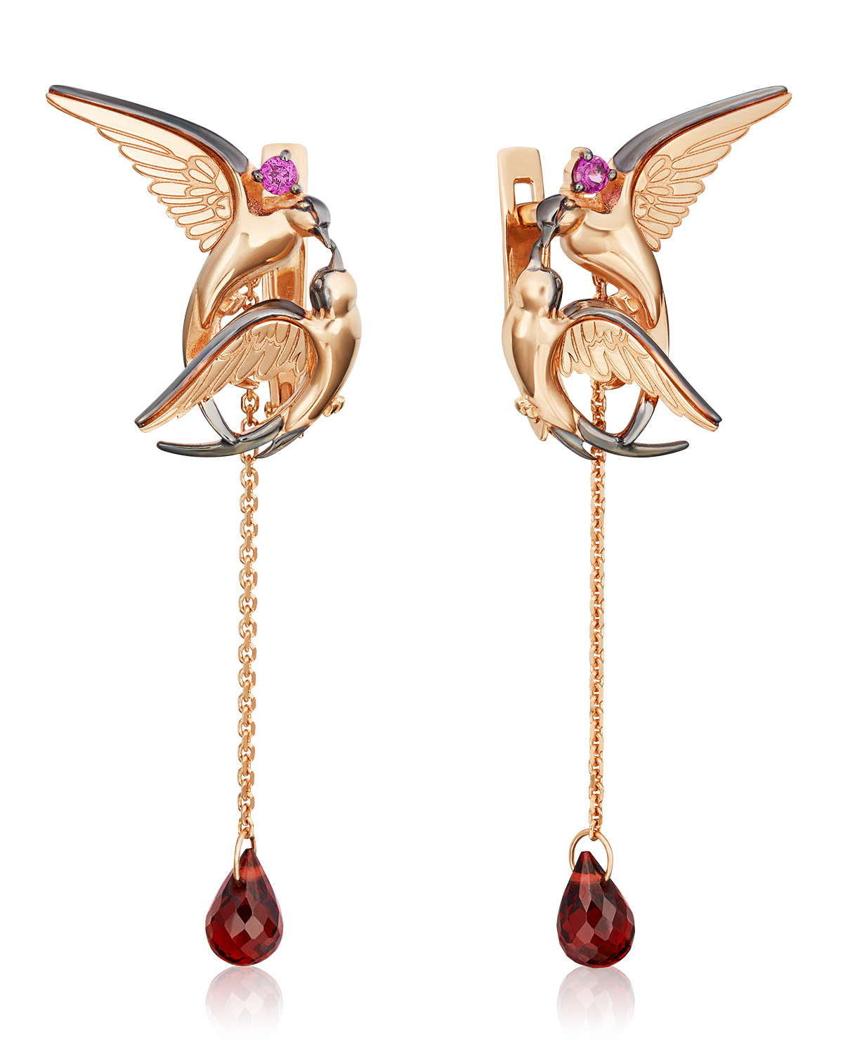 

Серьги подвески из красного золота PLATINA jewelry 02-4712-00, гранат, 02-4712-00