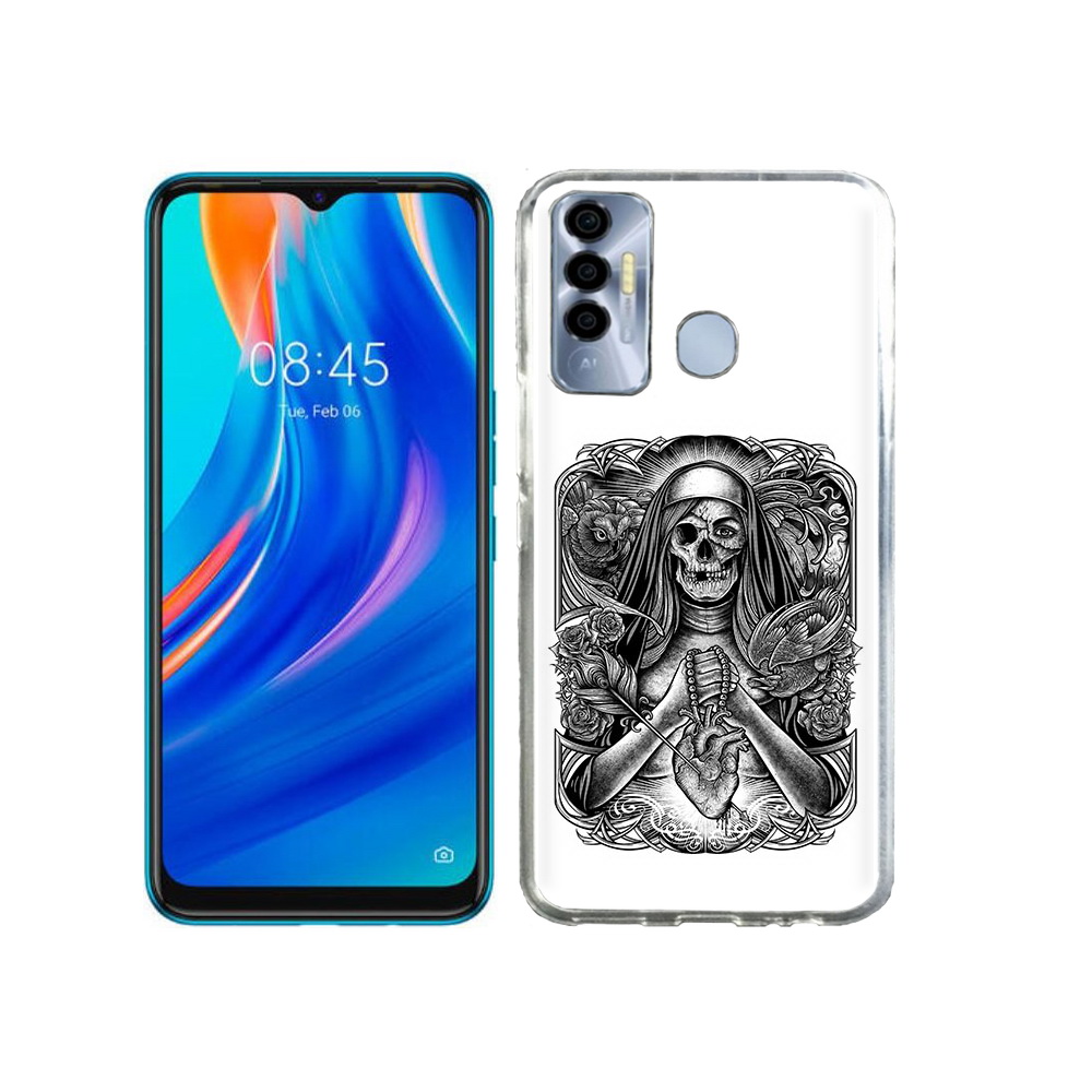 

Чехол MyPads Tocco для Tecno Spark 7P скелет с сердцем, Прозрачный, Tocco