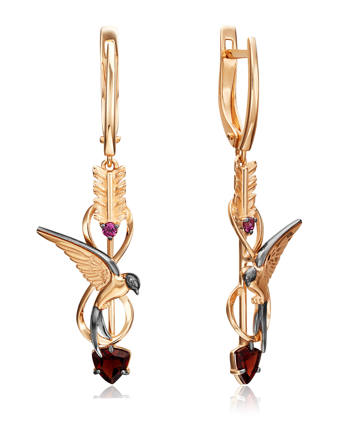 

Серьги подвески из красного золота PLATINA jewelry 02-4696-00, гранат, 02-4696-00