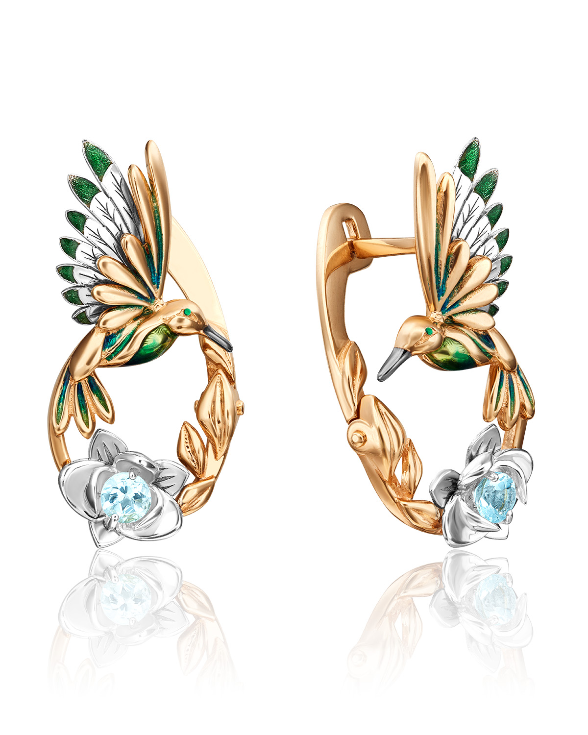 

Серьги из красного золота/белого золота PLATINA jewelry 02-4687-00, топаз/эмаль, 02-4687-00