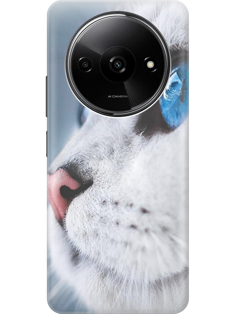 

Силиконовый чехол на Xiaomi Redmi A3 с рисунком "Кошачий взгляд", Белый;голубой, 20012118