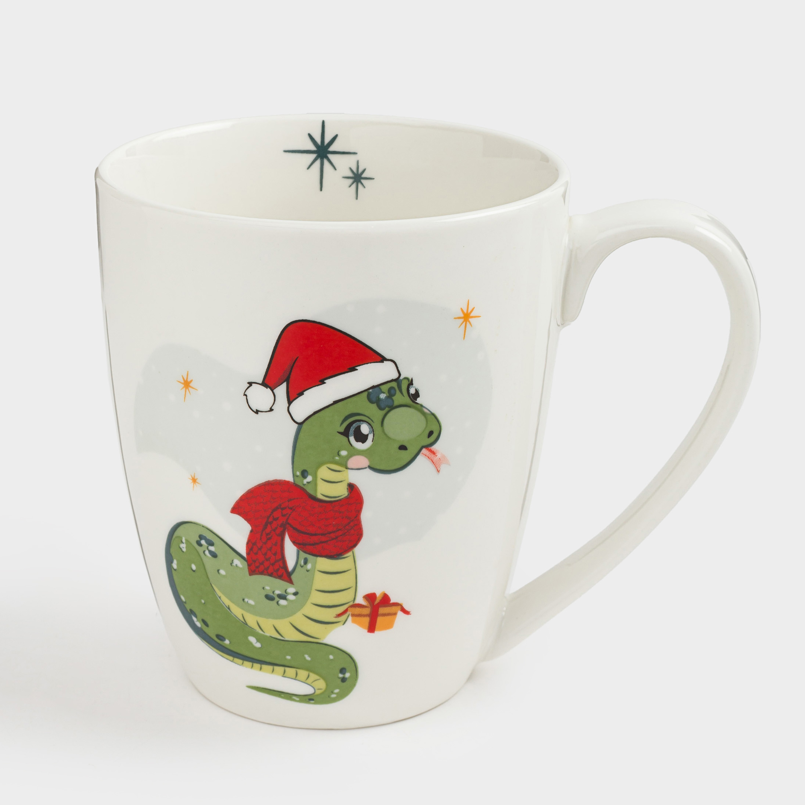 

Кружка, 320 мл, фарфор N, белая, Змейки в шарфах, Snake santa