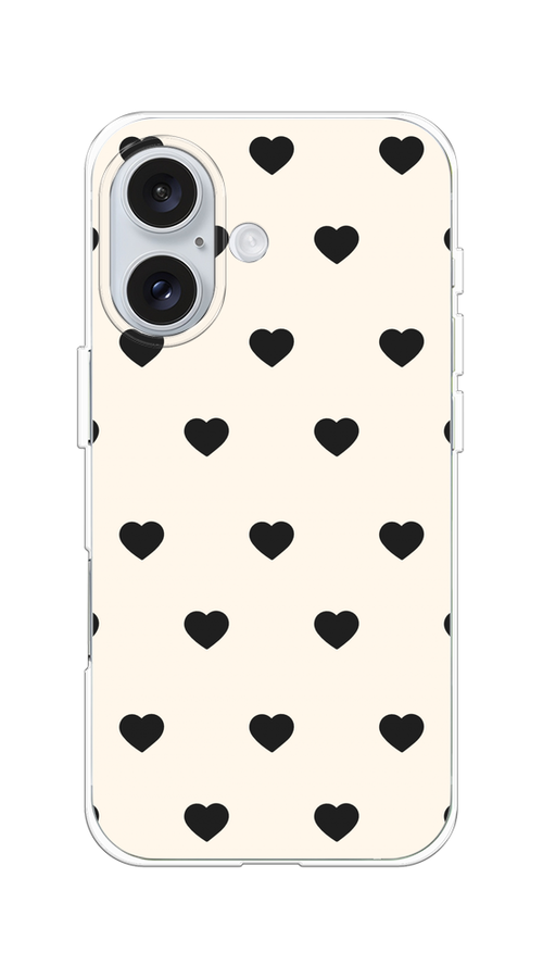 

Чехол на Apple iPhone 16 "Черные сердечки на белом", Черный;белый, 16050-1