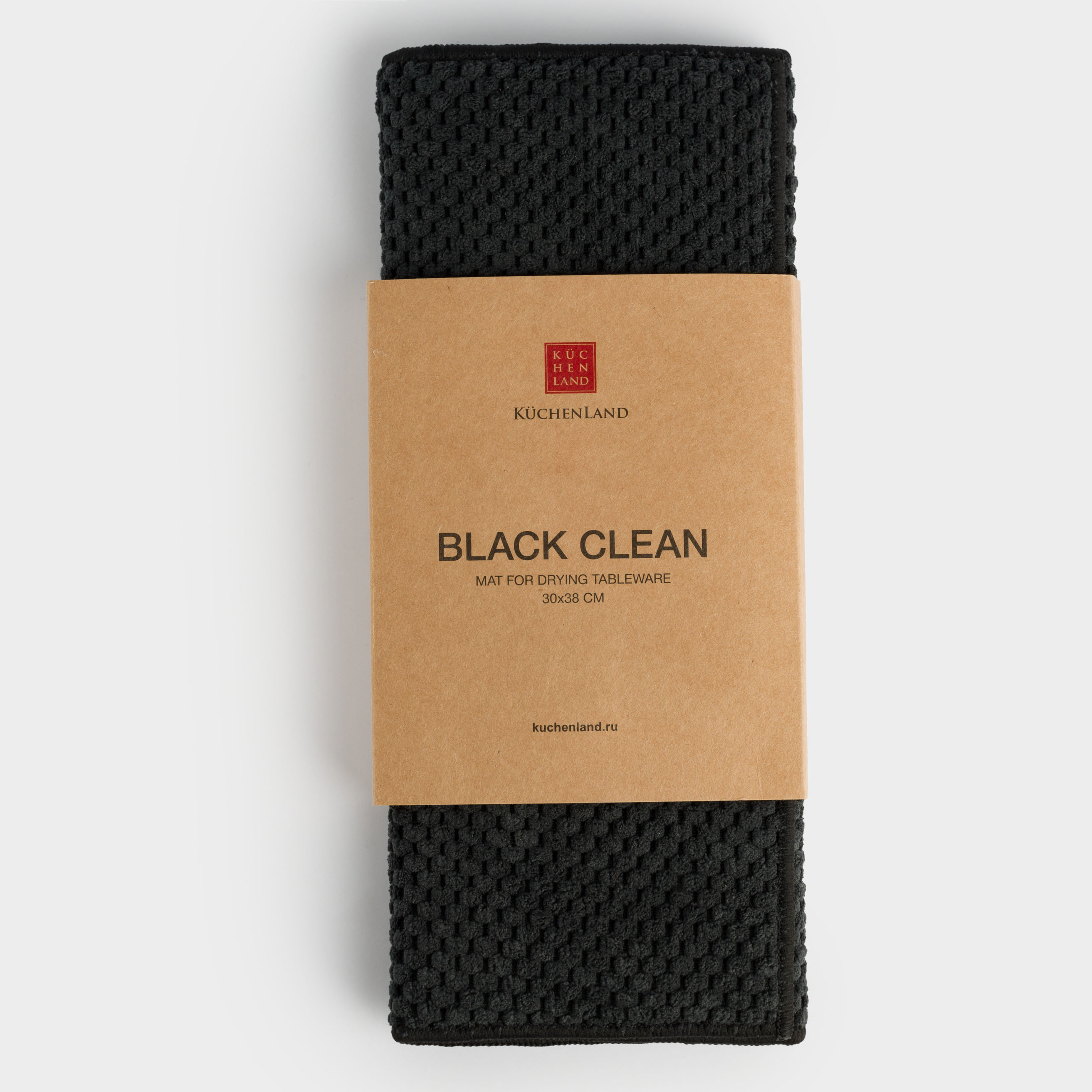 Коврик для сушки посуды, 30х38 см, микрофибра, черный, Black clean