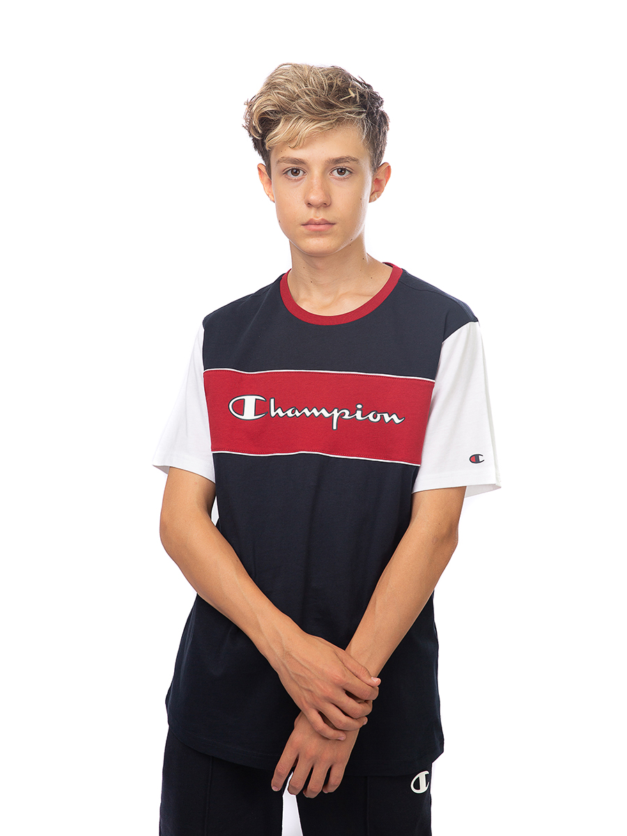 Футболка детская Champion Crewneck T-Shirt, синий, 140