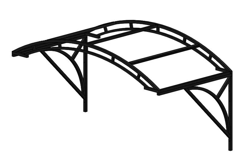Козырек над крыльцом арочный 2 метра с двойной фермой