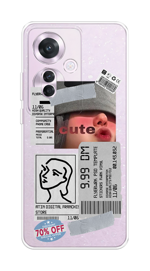 

Чехол на Oppo Reno 11F "Cute girl collage", Розовый;серый;голубой, 2516650-1