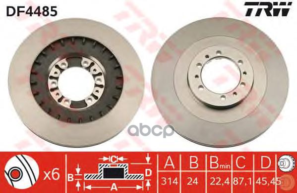 

Диск Тормозной Mitsubishi Pajero (90-06) (2.5/3.0) Передний (1Шт.) Trw Df4485