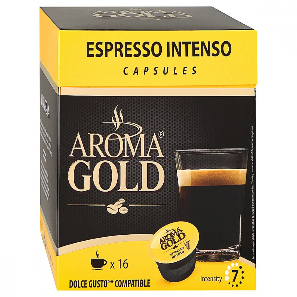 фото Кофе aroma gold "espresso intenso", 16 капсул для кофемашины dolche gusto