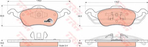 

Колодки дисковые п. Ford Focus 1.4 TRW GDB1358 GDB1358 =691 00=FDB1318=571967B