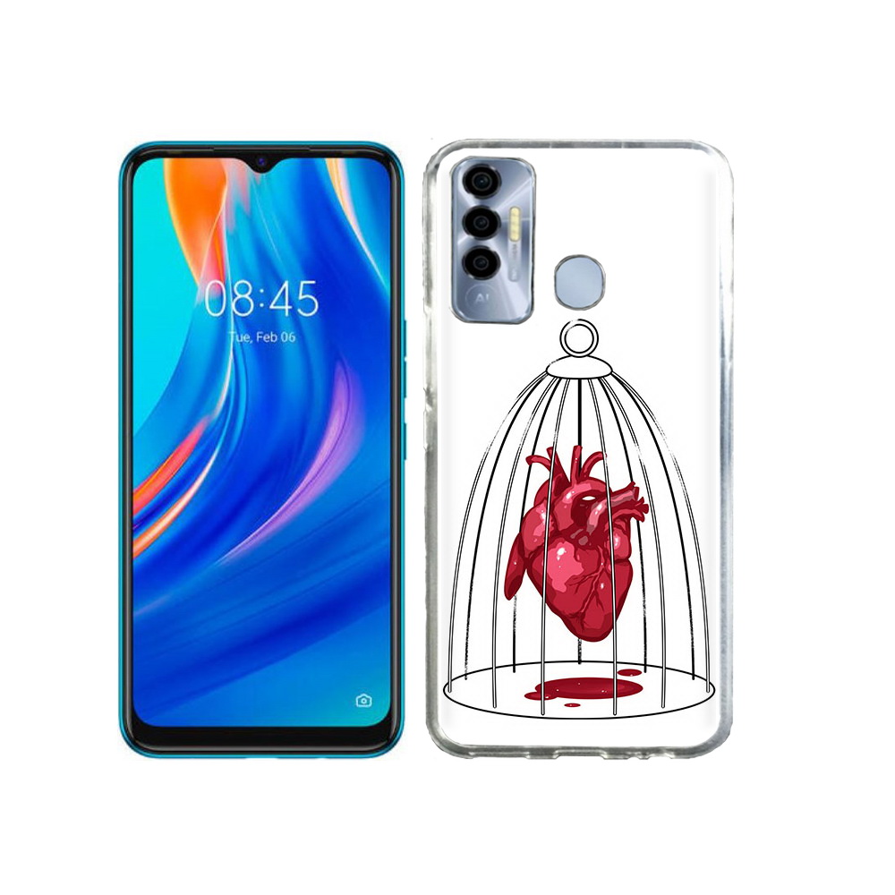 

Чехол MyPads Tocco для Tecno Spark 7P сердце в клетке, Прозрачный, Tocco