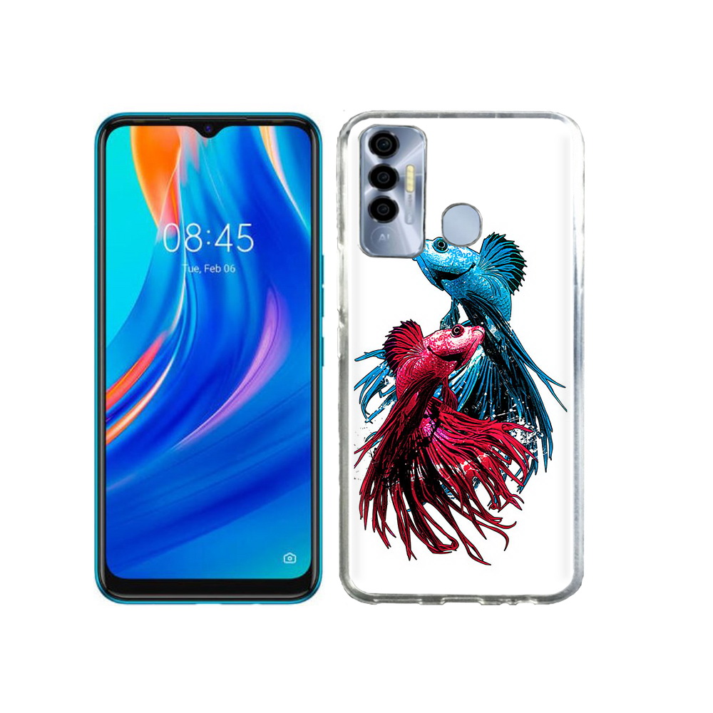 

Чехол MyPads Tocco для Tecno Spark 7P рыбы петушки, Прозрачный, Tocco