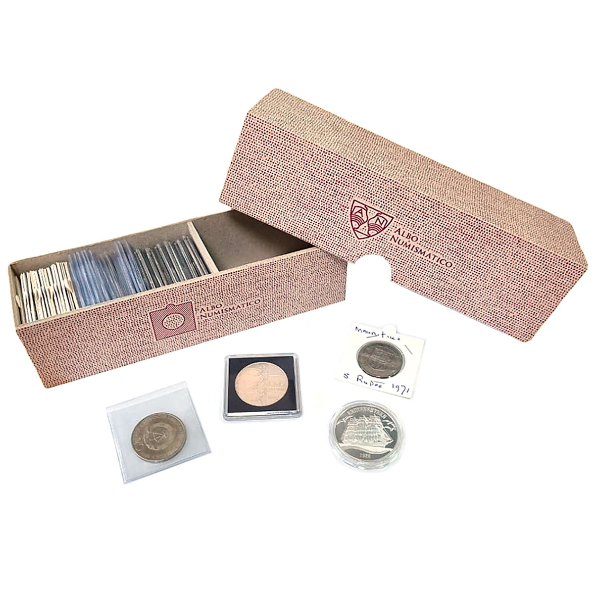 Бокс для монет в холдерах и капсулах.