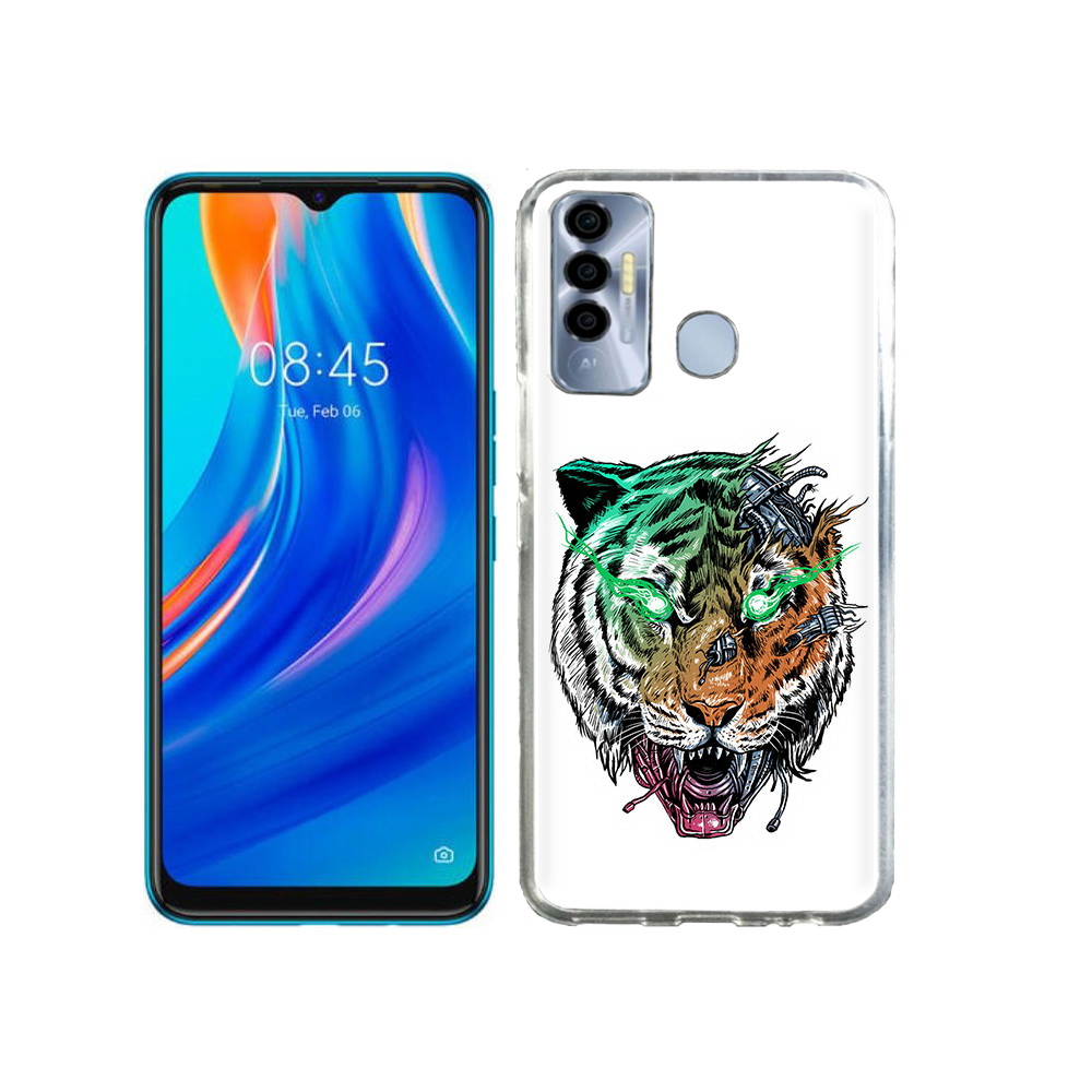 

Чехол MyPads Tocco для Tecno Spark 7P робо-тигр, Прозрачный, Tocco