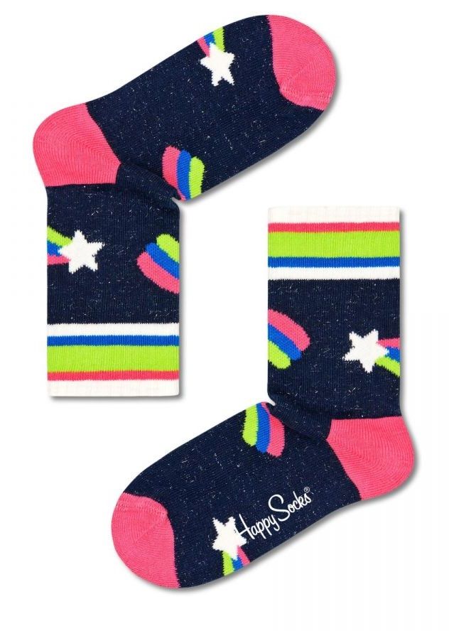 Детские носки Kids Shooting Star Rib Sock с кометами Happy socks разноцветный 7-9Y