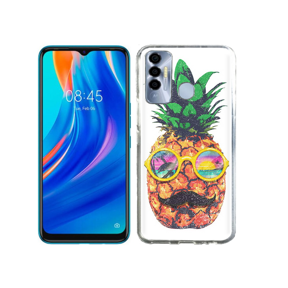 

Чехол MyPads Tocco для Tecno Spark 7P прикольный ананас с лицом, Прозрачный, Tocco