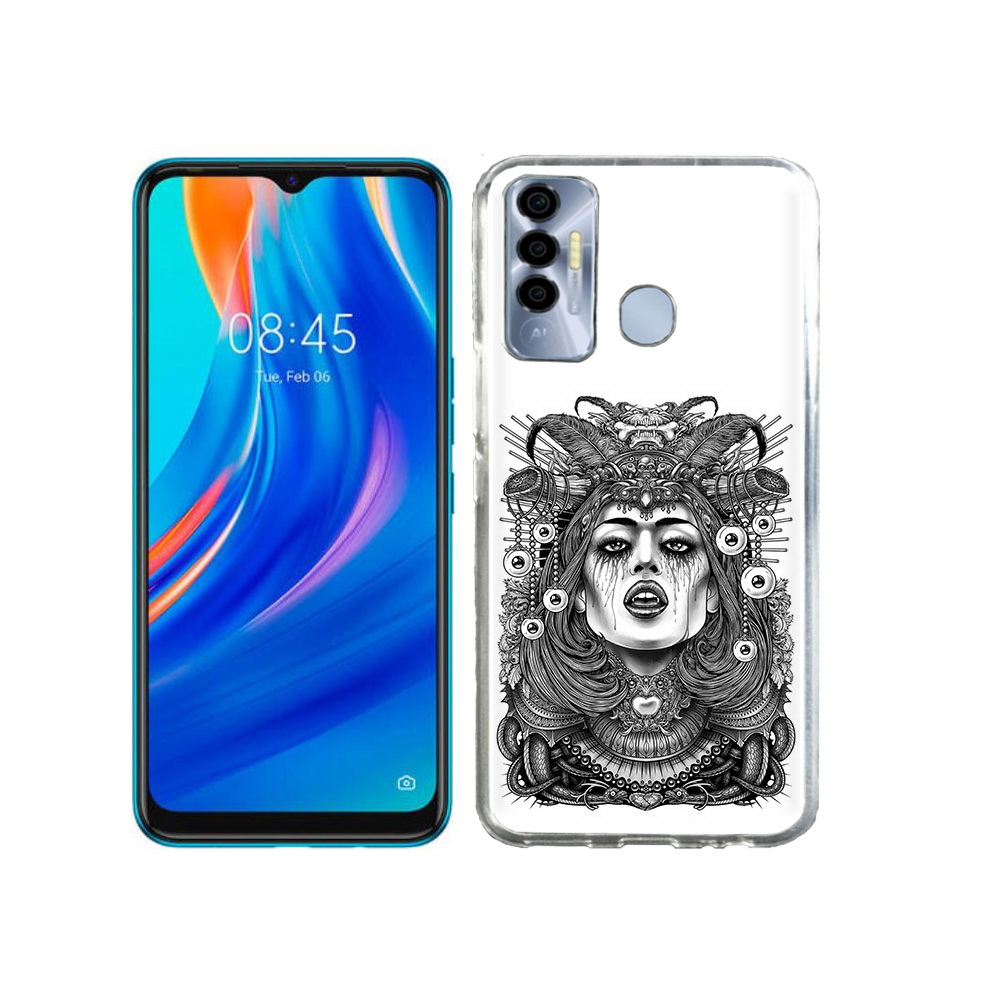

Чехол MyPads Tocco для Tecno Spark 7P портрет девушки черно белый, Прозрачный, Tocco