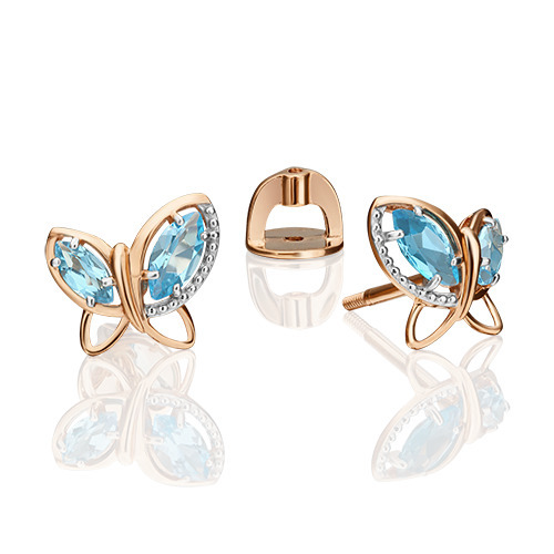 

Серьги пусеты из красного золота PLATINA jewelry 02-4558-00, топаз, 02-4558-00
