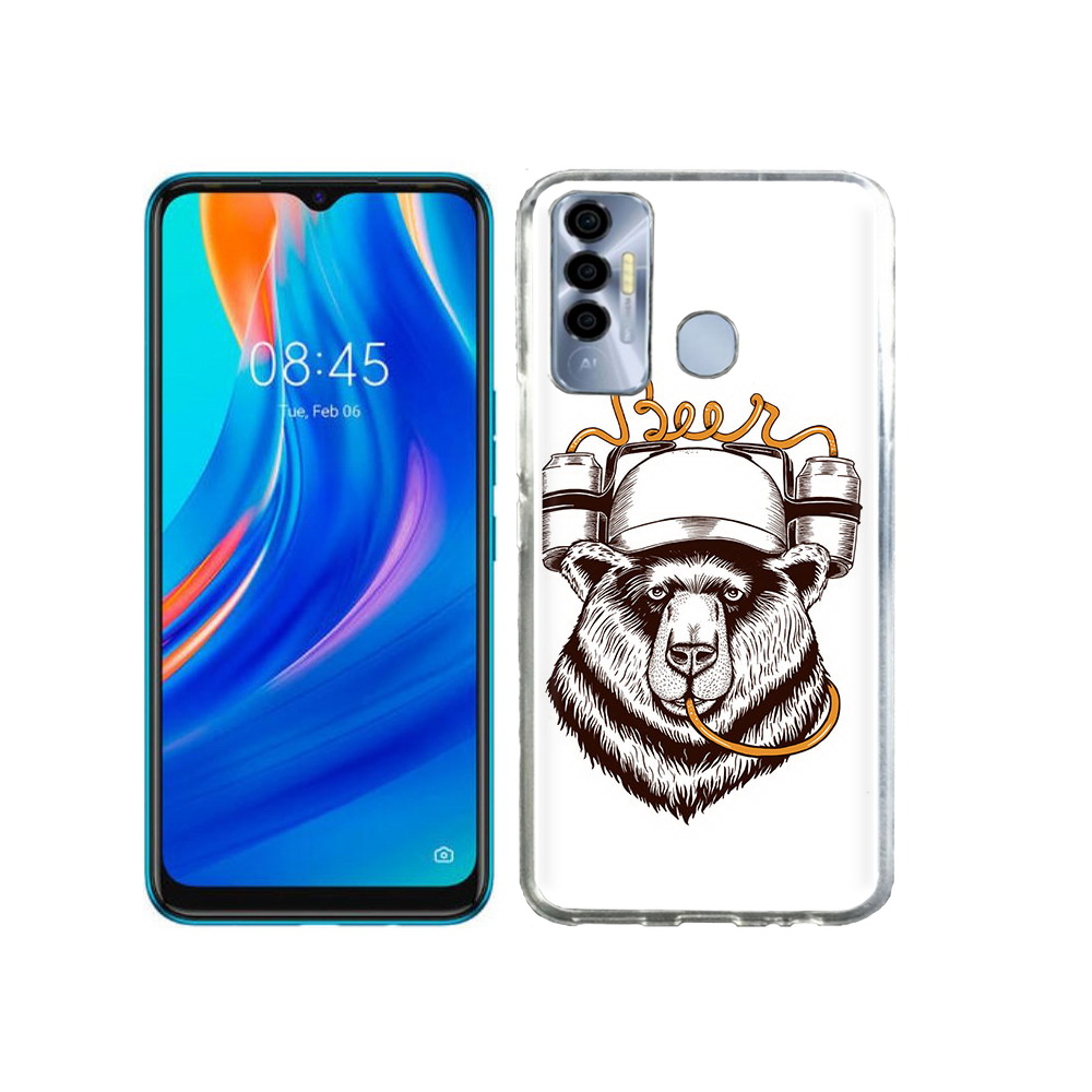 

Чехол MyPads Tocco для Tecno Spark 7P пивной медведь, Прозрачный, Tocco