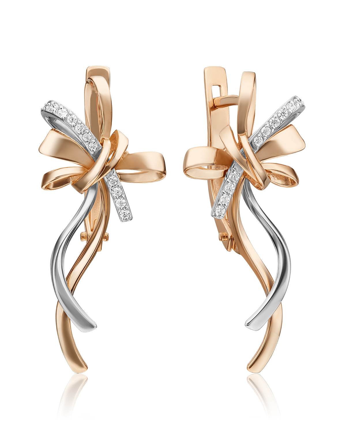 

Серьги из красного золота/белого золота PLATINA jewelry 02-4548-00, фианит, 02-4548-00