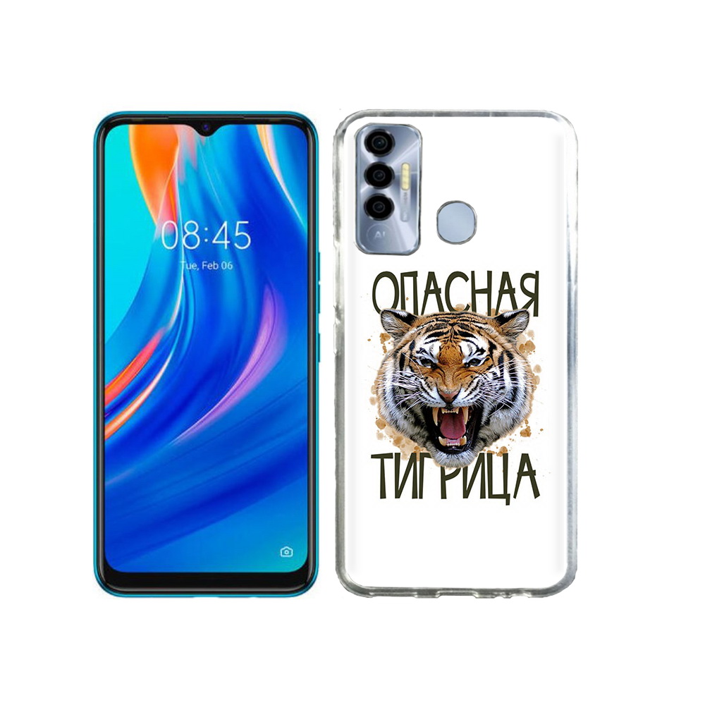 

Чехол MyPads Tocco для Tecno Spark 7P опасная тигрица, Прозрачный, Tocco