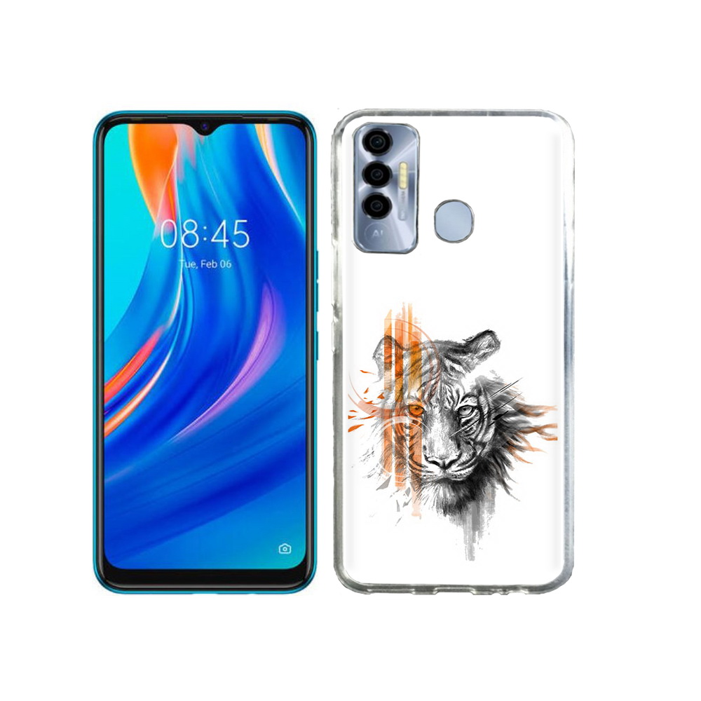 

Чехол MyPads Tocco для Tecno Spark 7P огненный тигр, Прозрачный, Tocco