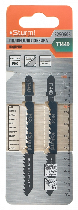 Пилки для лобзика STURM T144D (2шт) 5250603 (STURM)