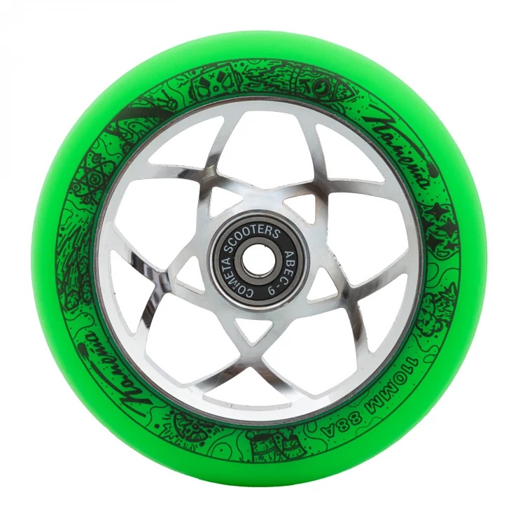 Колесо для самоката Комета Атом Салатовый/хром