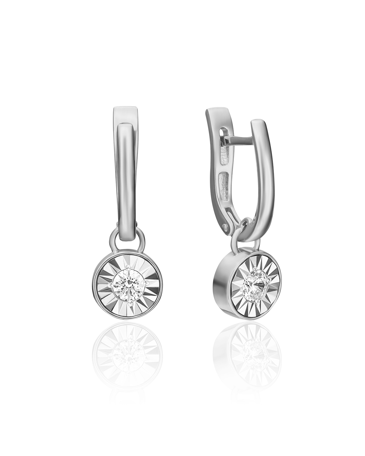 

Серьги подвески из белого золота PLATINA jewelry 02-4531-00, бриллиант, 02-4531-00