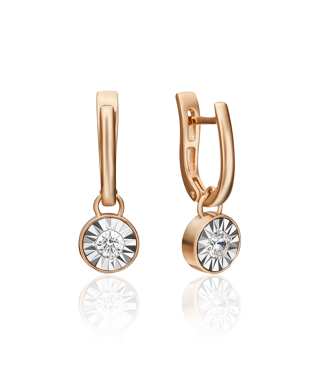

Серьги подвески из красного золота/белого золота PLATINA jewelry 02-4531-00, бриллиант, 02-4531-00