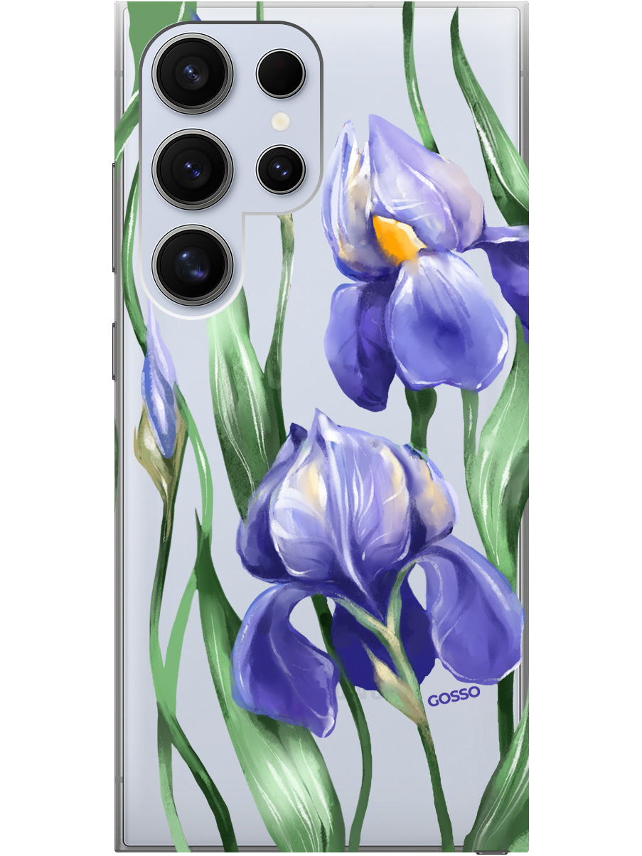 

Силиконовый чехол на Samsung Galaxy S24 Ultra с рисунком "Amazing Irises" прозрачный, Прозрачный;белый;синий, 20011899