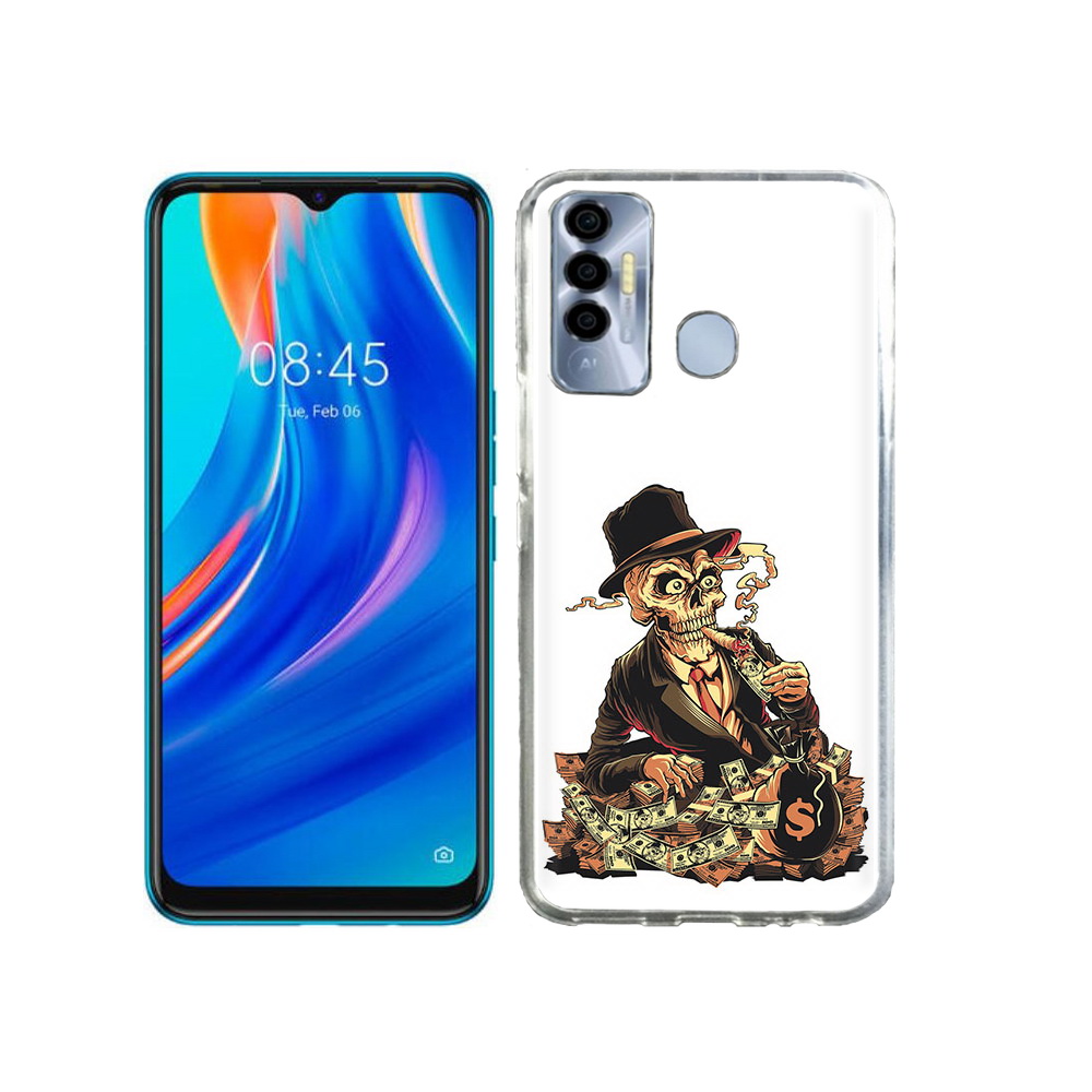 

Чехол MyPads Tocco для Tecno Spark 7P нарисованный череп с сигаретой, Прозрачный, Tocco