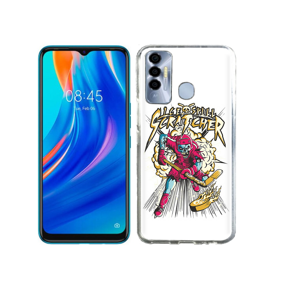 

Чехол MyPads Tocco для Tecno Spark 7P нарисованный скелет хоккеист, Прозрачный, Tocco