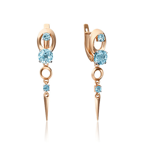 

Серьги подвески из красного золота PLATINA jewelry 02-4526-00, топаз, 02-4526-00