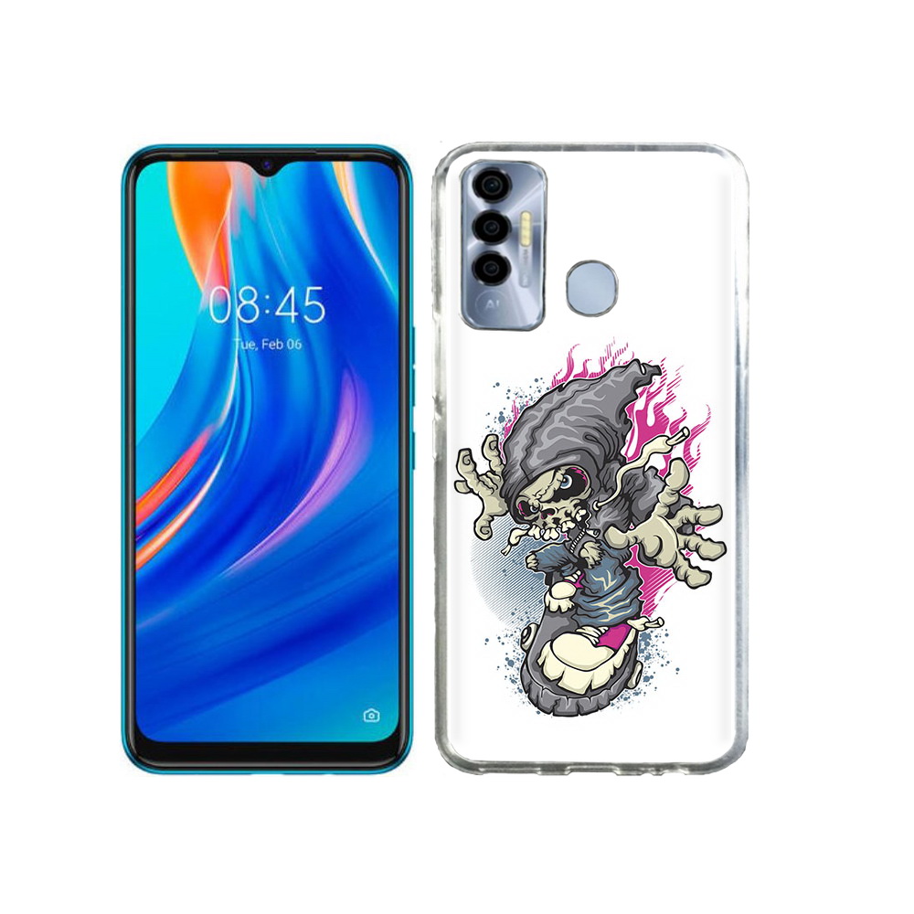 фото Чехол mypads tocco для tecno spark 7p нарисованный скелет на скейт борде
