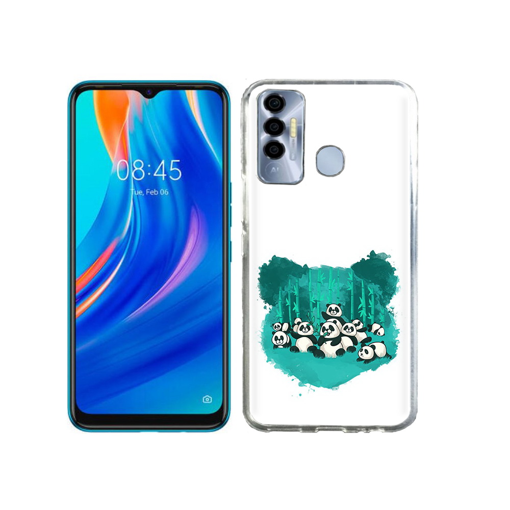 

Чехол MyPads Tocco для Tecno Spark 7P нарисованные панды, Прозрачный, Tocco