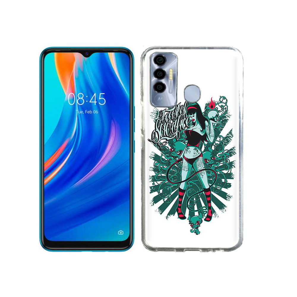 

Чехол MyPads Tocco для Tecno Spark 7P нарисованная девушка в татуировках, Прозрачный, Tocco