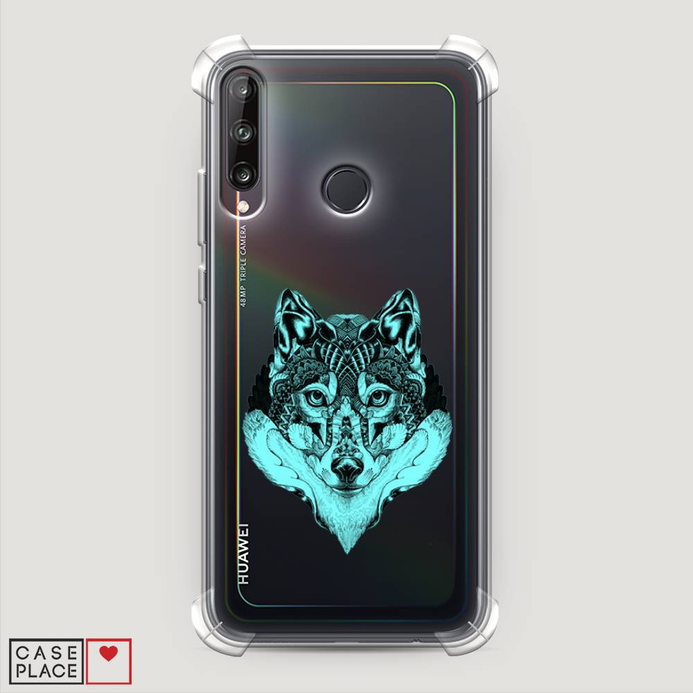 

Чехол Awog на Huawei P40 lite E "Бирюзовый волк", Голубой;черный, 612451-1