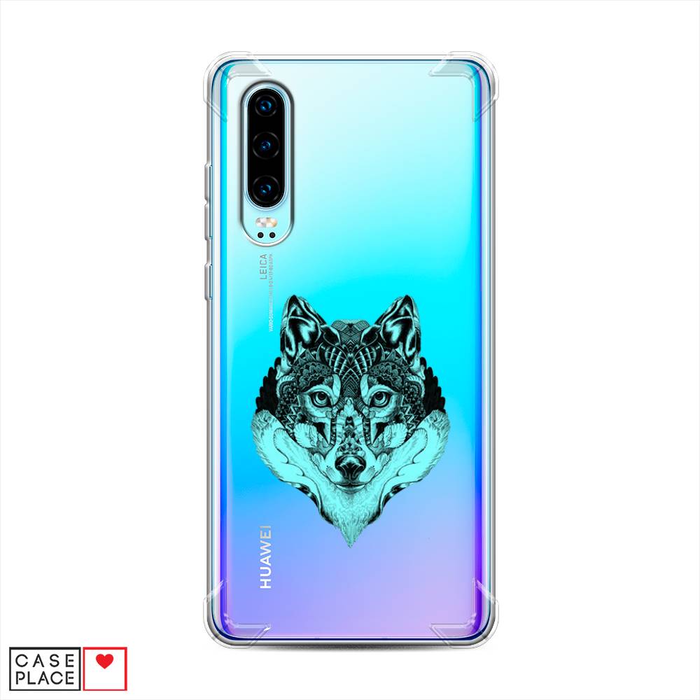 

Чехол Awog на Huawei P30 "Бирюзовый волк", Голубой;черный, 68551-1