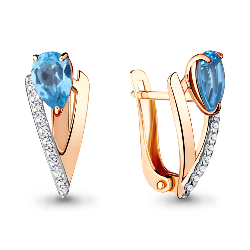 

Серьги из серебра с топазом Aquamarine 4460305А_925_з, 4460305А_925_з