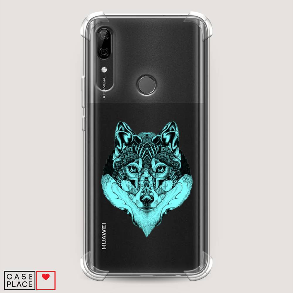 

Чехол Awog на Huawei P Smart Z "Бирюзовый волк", Голубой;черный, 69451-1