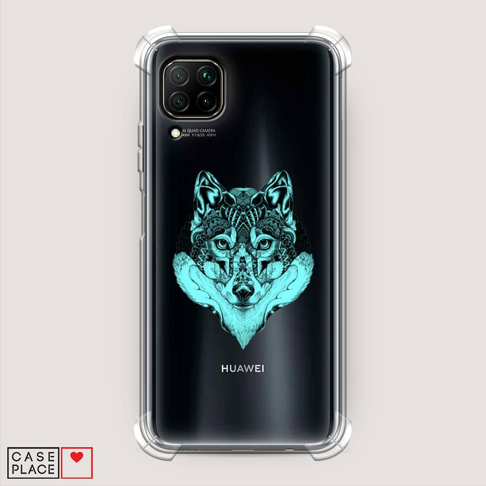 

Чехол Awog на Huawei Nova 6 SE "Бирюзовый волк", Голубой;черный, 611751-1
