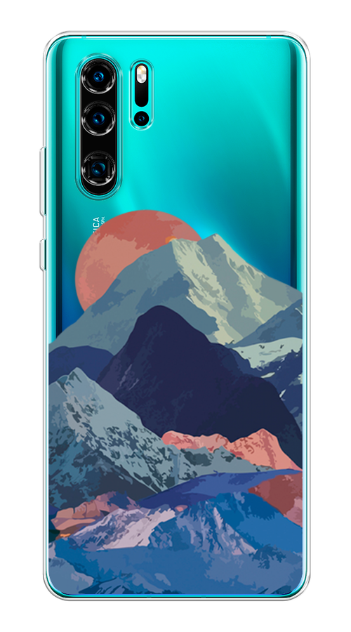 

Чехол на Huawei P30 Pro "Закат в снежных горах", Красный;серый;голубой, 67650-2