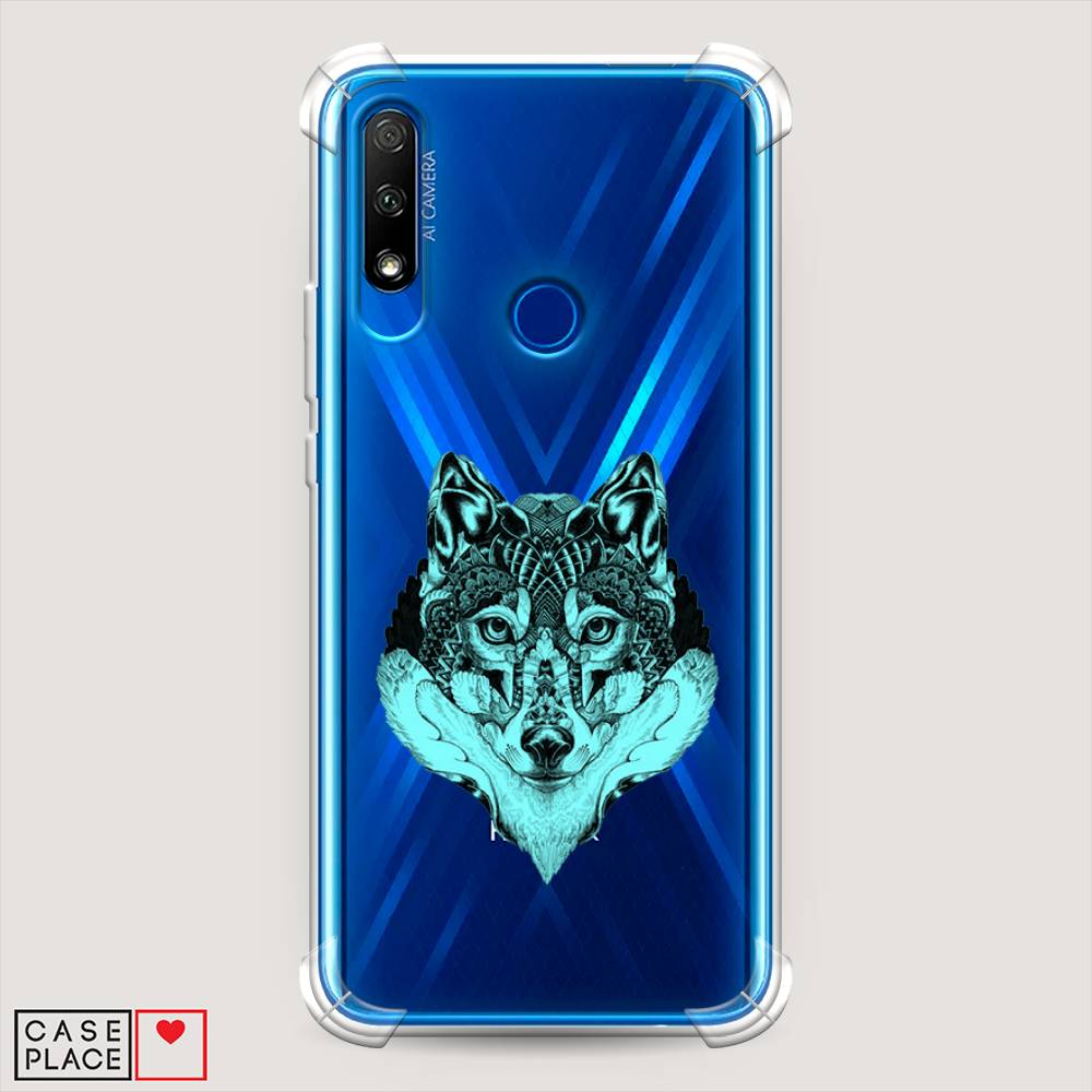 

Чехол Awog на Honor 9X "Бирюзовый волк", Голубой;черный, 69951-1