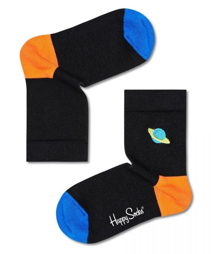 Детские носки Kids Embroidery Saturnus Sock с Сатурном Happy socks черный 4-6Y