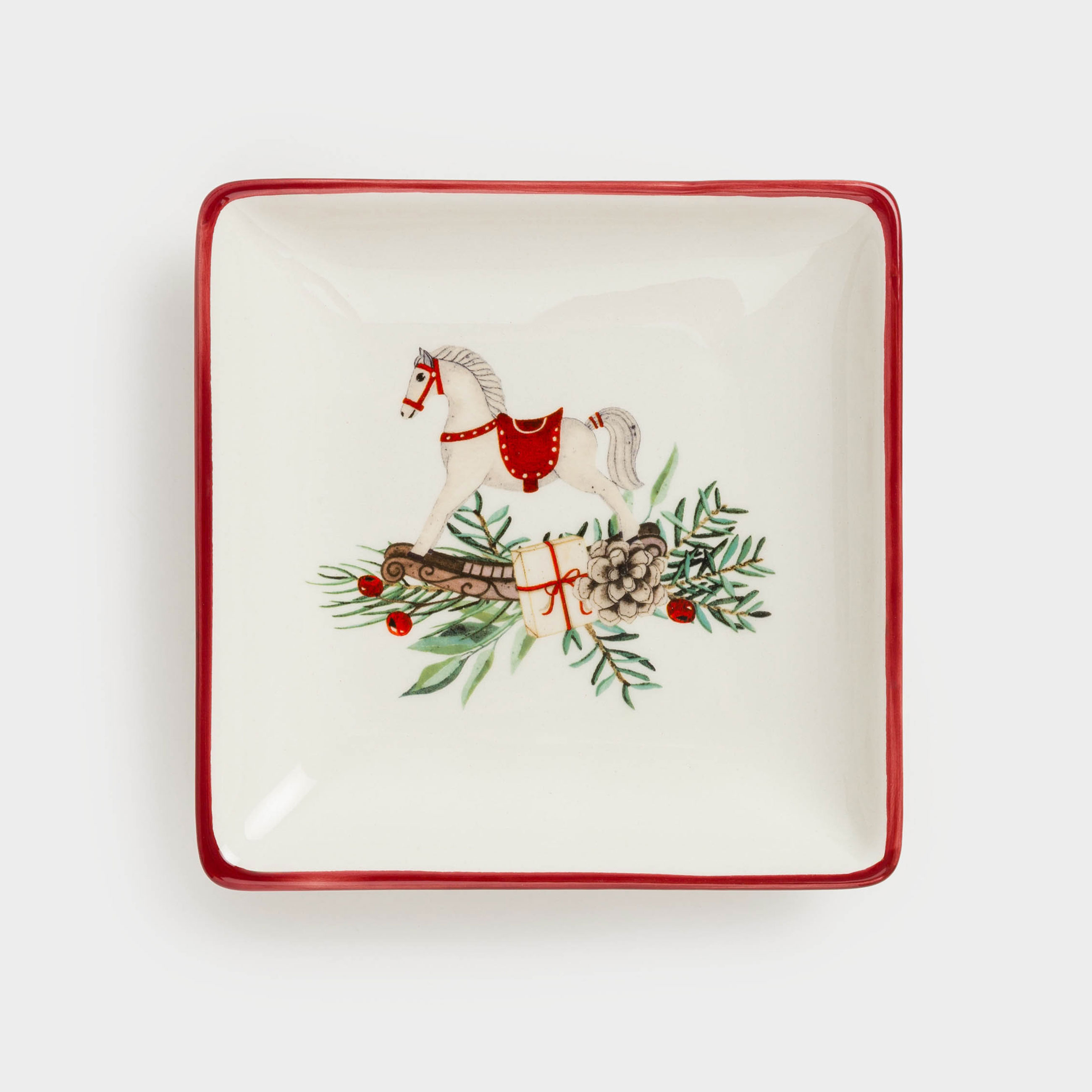 

Блюдо, 15х15 см, керамика, квадратное, Лошадь с подарком, Сhristmas tree