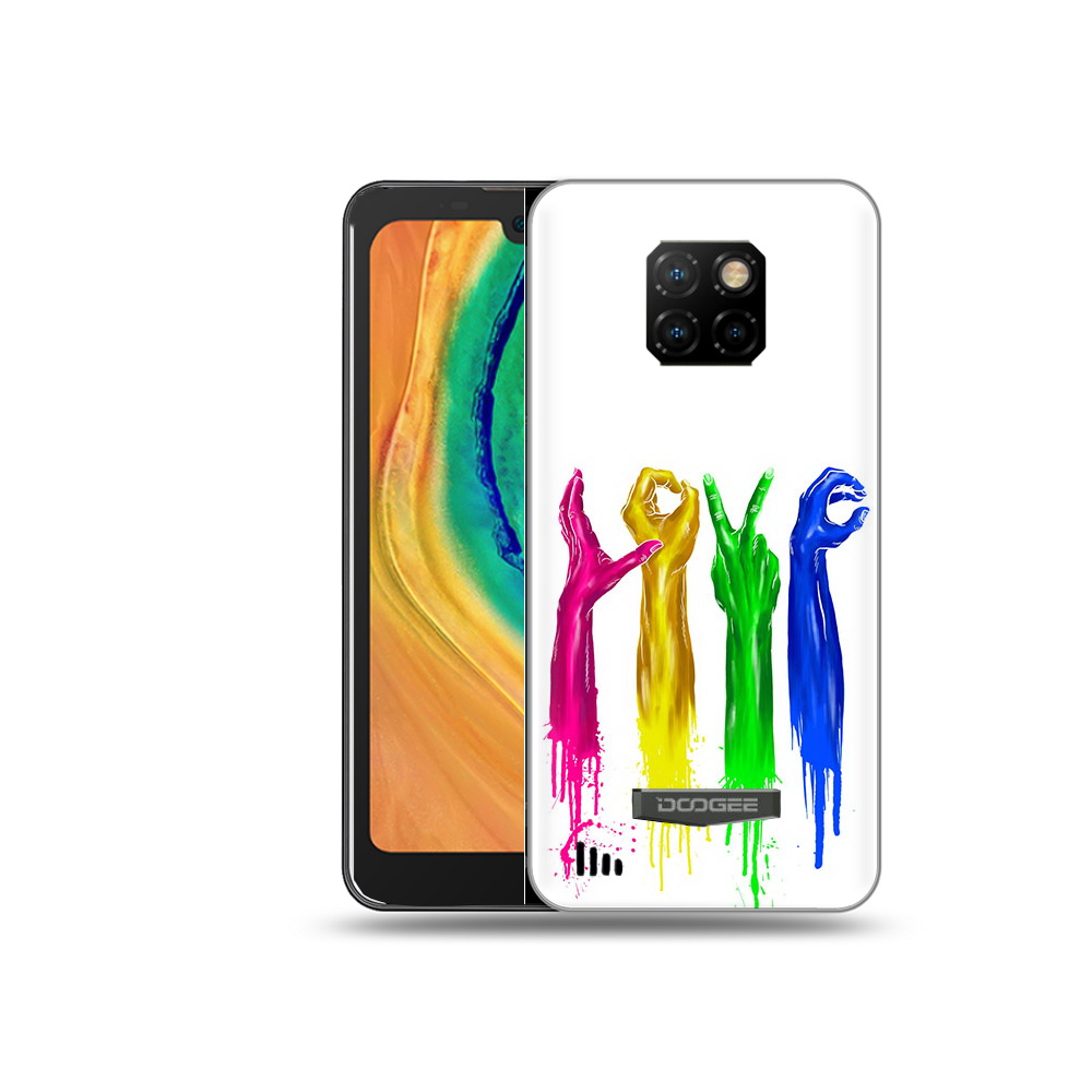 

Чехол MyPads Tocco для Doogee S88 Plus яркие руки love, Прозрачный, Tocco