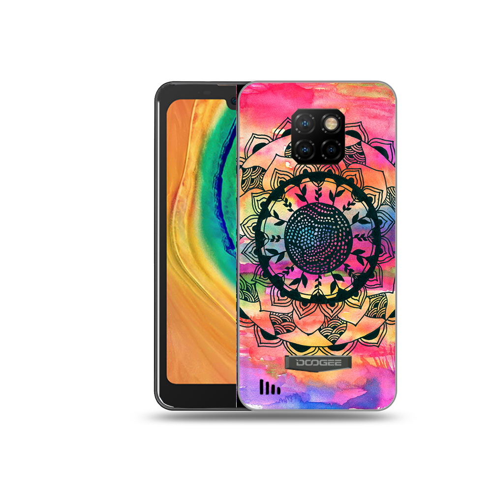 

Чехол MyPads Tocco для Doogee S88 Plus яркая абстракция круглый цветок, Прозрачный, Tocco